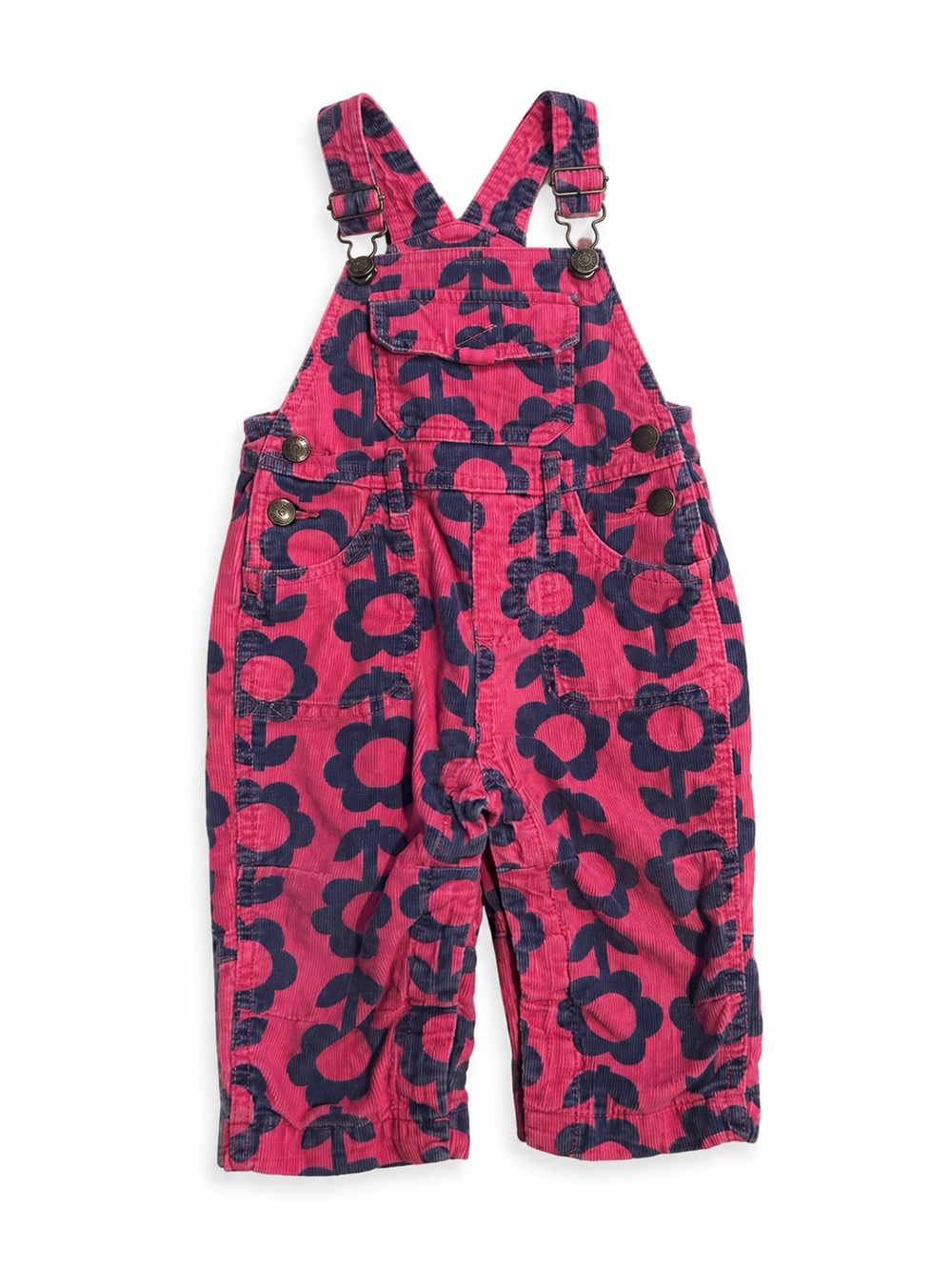 Mini Boden Pink Floral Corduroy Overalls 6-12M EUC Adjustable Straps